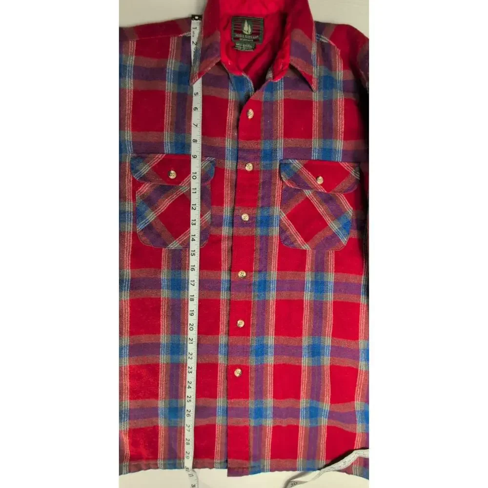 High Sierra Wool Plaid Shacket Men’s Med Red Blue Quilted Hunting Jacket Vintage - Picture 15 of 16